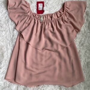 Allison Joy Pink Flutter Sleeve Blouse